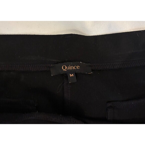 Quince Women's Black Ultra-Stretch Ponte Pants Straight Leg M Petite 26" Inseam - Picture 4 of 6